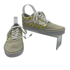 Vans Glossy Gold Checkered Sneakers Womens Size 7.5 Old Skool Low Top Skate Shoe